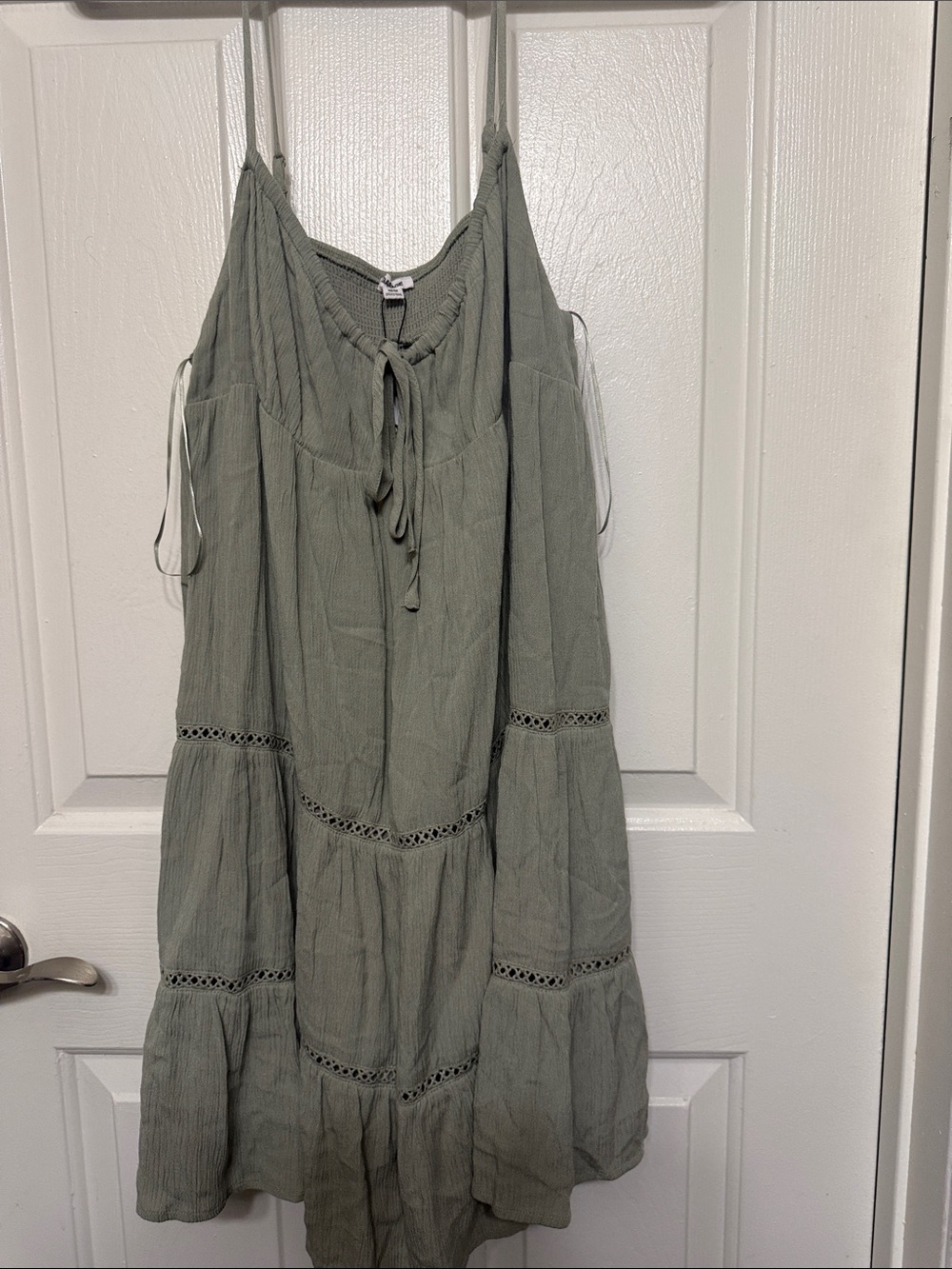 Garage Olive Green Tiered A-Line Sundress Skirt